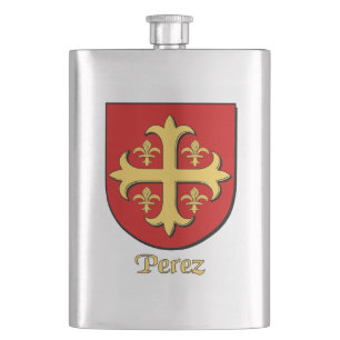 Perez Heraldic Shield Hip Flask