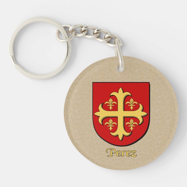 Perez Historical Shield and Spanish Flag Key Ring (Front)