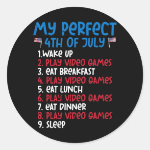 Perfect 4th July Play Video Games Patriot Gamer Classic Round Sticker