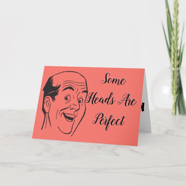 Perfect 50th Birthday Retro Bald Man Head Coral  Card (Front)