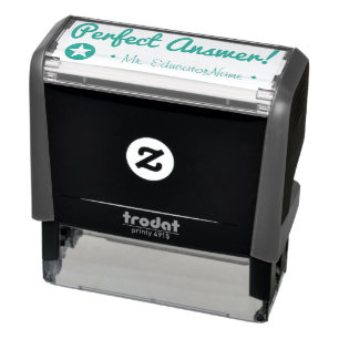 "Perfect Answer!" + Educator's Name Rubber Stamp