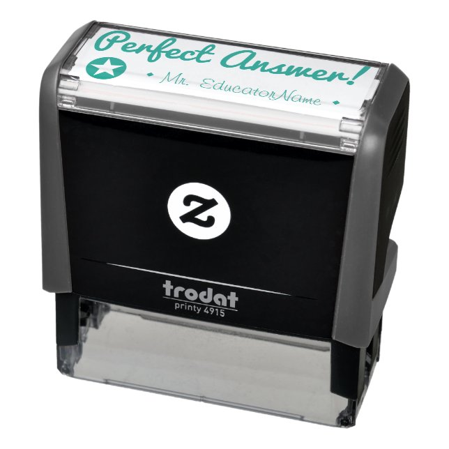 "Perfect Answer!" + Educator's Name Rubber Stamp (Product)