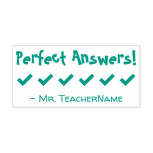 "Perfect Answers!" Grading Rubber Stamp