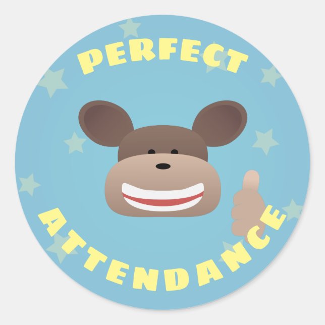 Perfect Attendance Classic Round Sticker (Front)