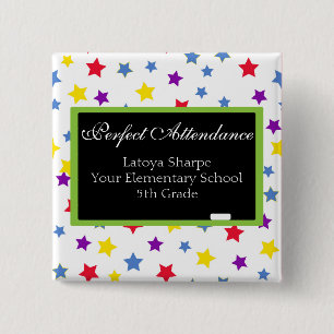 Perfect Attendance Star 15 Cm Square Badge
