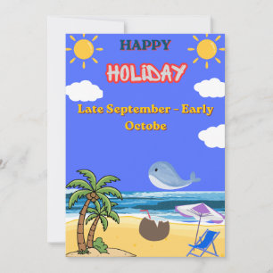 🏖️ Perfect Autumn Beach Getaway Late September Holiday Card