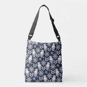 Perfect Barn Owl - blue background Crossbody Bag