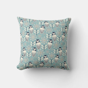 Perfect Barn Owl - light blue background Cushion