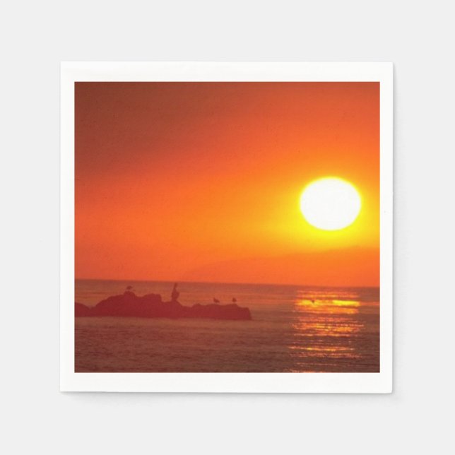 Perfect Beach Wedding Sunset Paper Napkins (Front)