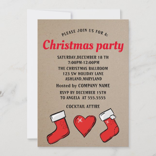 Perfect, Beautiful, Christmas Socks Invitation (Front)