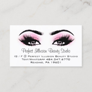 Perfect Beauty Services Pink Lash Makeup Business Card