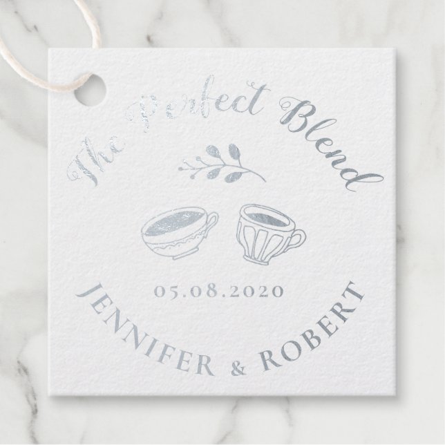 Perfect blend cute wedding real foil favour tag (Front)
