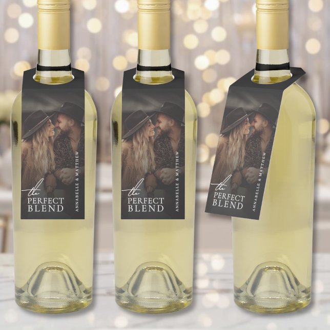 Perfect Blend Wedding Photo Bottle Tag (Perfect Blend Wedding Photo Bottle Hanger Tag )