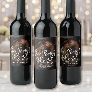 Perfect Blend Wedding Photo Wine Label