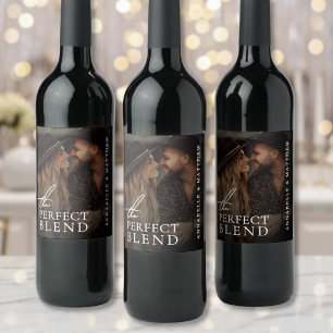Perfect Blend Wedding Photo Wine Label