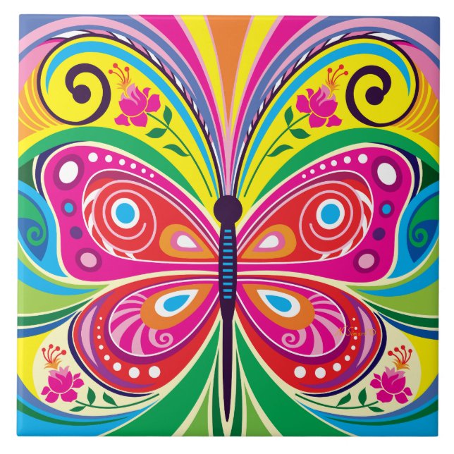 Perfect Butterfly Symmetry Ceramic Tile (Front)