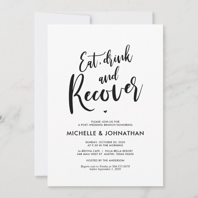 Perfect Calligraphy Post Wedding Brunch Invites (Front)