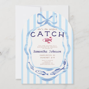 Perfect Catch Beach Preppy Fishing Bachelorette Invitation
