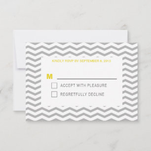 Perfect Chevron Typography - Yellow & Grey Wedding RSVP Card
