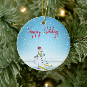 Perfect Christmas Snowman Beverage  Ceramic Ornament