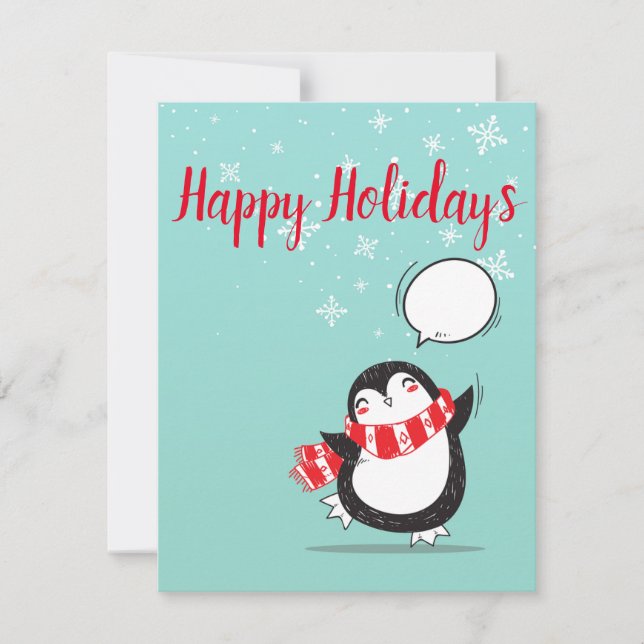 Perfect, Cool Christmas Penguin Holiday Card (Front)