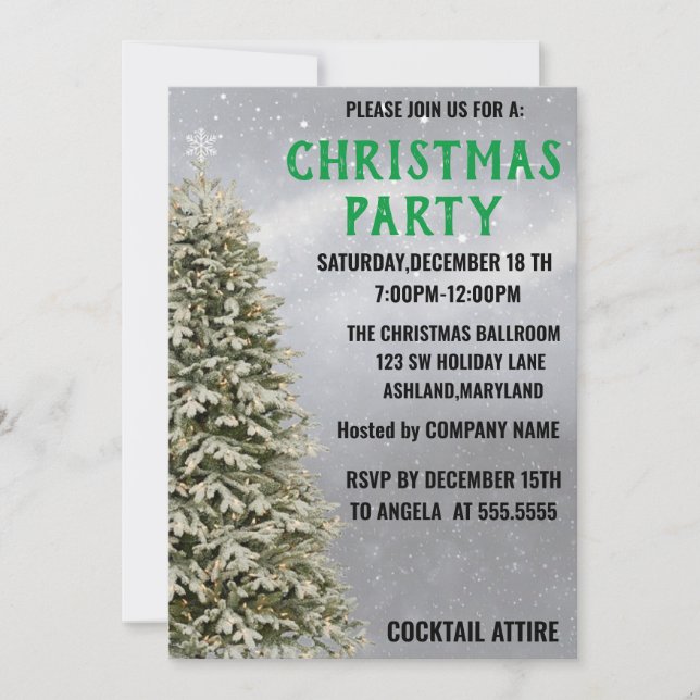 Perfect, Cool, Christmas Pine Tree Invitation (Front)
