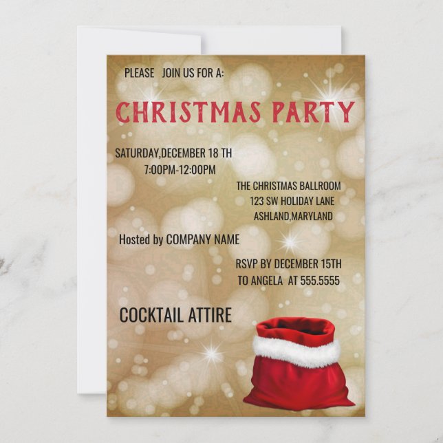 Perfect, Cool, Gold Christmas   Invitation (Front)