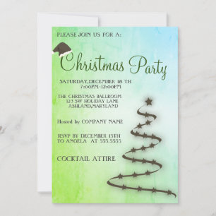 Perfect, Cool, Green Christmas Tree Invitation