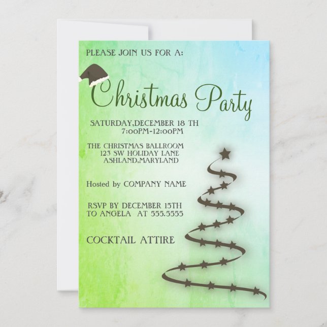 Perfect, Cool, Green Christmas Tree  Invitation (Front)