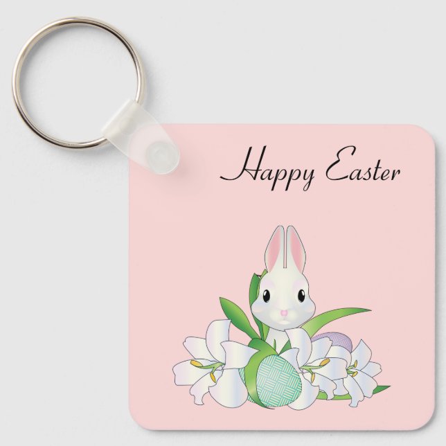 Perfect, Cool Happy Easter,  Bunny  Key Ring (Front)