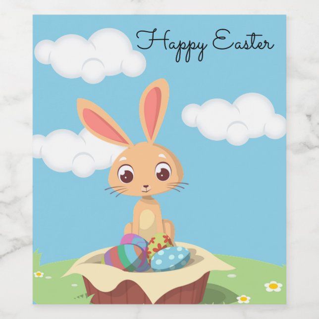 Perfect, Cool Happy Easter,  Bunny  Wine Label (Single Label)