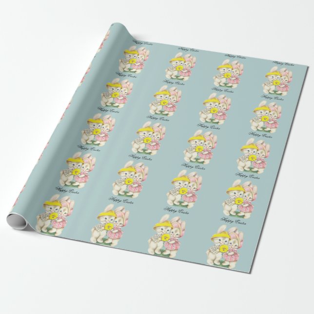 Perfect, Cool Happy Easter, Bunny  Wrapping Paper (Unrolled)