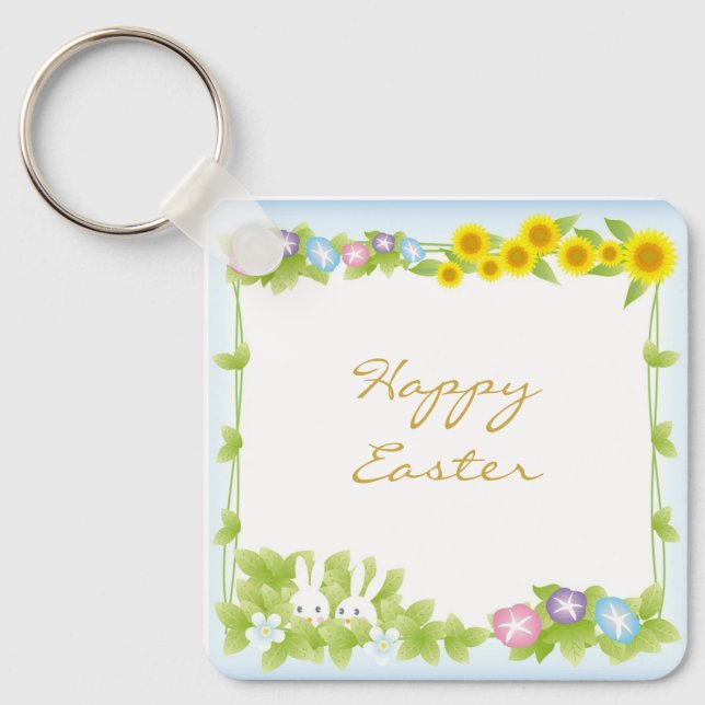 Perfect, Cool Happy Easter, Happy Bunny  Key Ring (Front)
