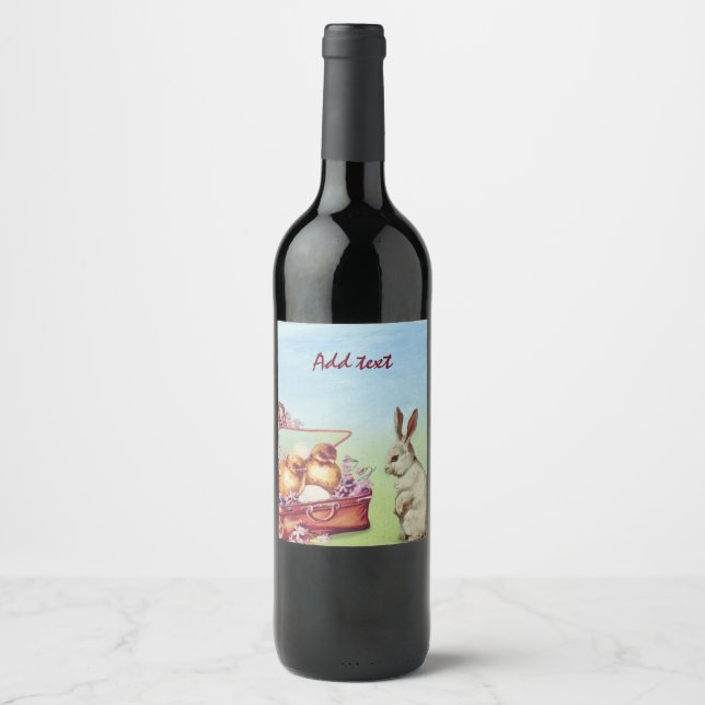 Perfect, Cool Happy Easter Vintage Wine Label (Front)