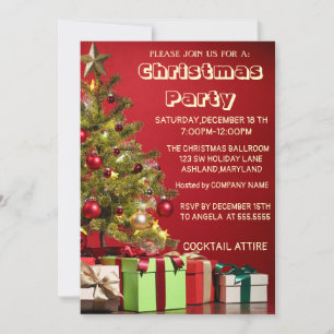 Perfect, Cool, Red Christmas Tree Invitation