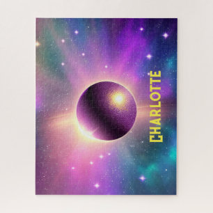 Perfect Cosmic Purple Sphere Orbiting Outer Space Jigsaw Puzzle