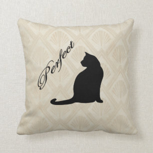Perfect  Cute Black Cat Neutral Background Pillow/ Cushion