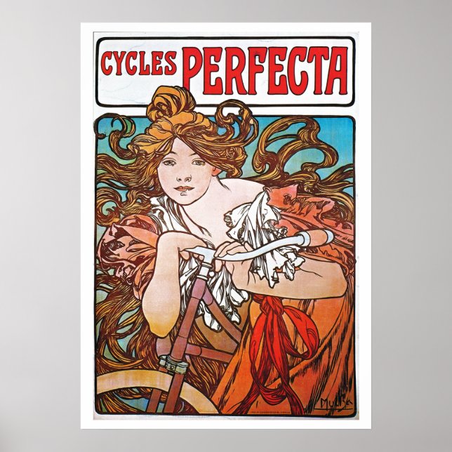 Perfect Cycles Alphonse Mucha Art Nouveau Poster (Front)