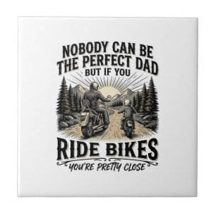 Perfect Dad Ride Bikes Vintage Biker Shirt Design_ Ceramic Tile