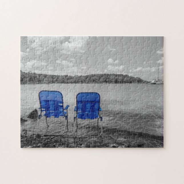 Perfect Day At The Lake Grayscale Jigsaw Puzzle (Horizontal)