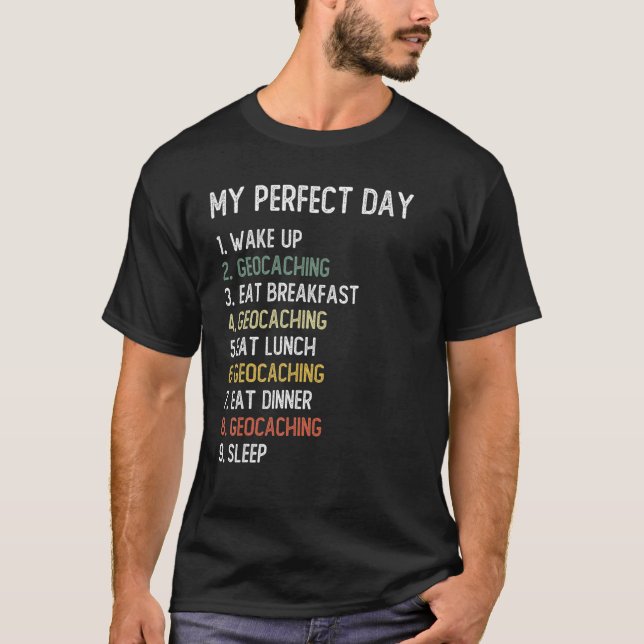 Perfect Day Geocaching  Men Boys Teen Geocaching T-Shirt (Front)