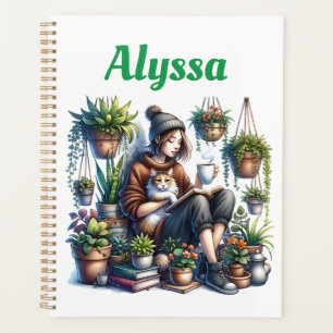 Perfect Day Girl Reading with Cat and Plants Planner