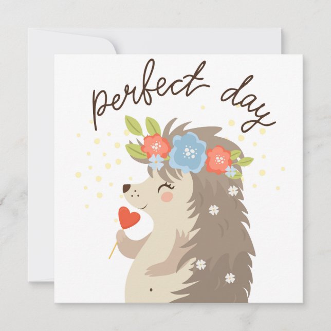 Perfect Day Hedgehog Holiday Card (Front)