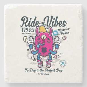 Perfect day to be happy Funny Monster at peace Stone Coaster