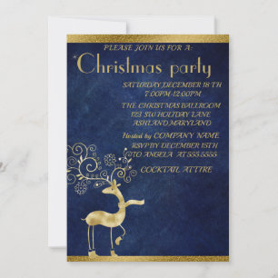 Perfect, Elegant, Blue Gold Christmas Invitation