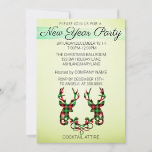 Perfect, Elegant, Chequered Reindeer Christmas In Invitation