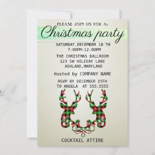 Perfect, Elegant, Chequered Reindeer Christmas Invitation