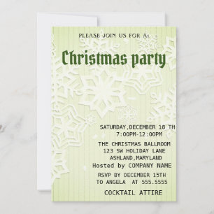 Perfect, Elegant, Green Christmas Flakes Invitation