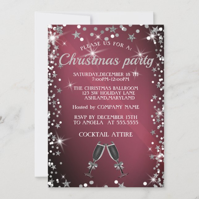 Perfect, Elegant, Sparkly Beautiful Christmas Invitation (Front)