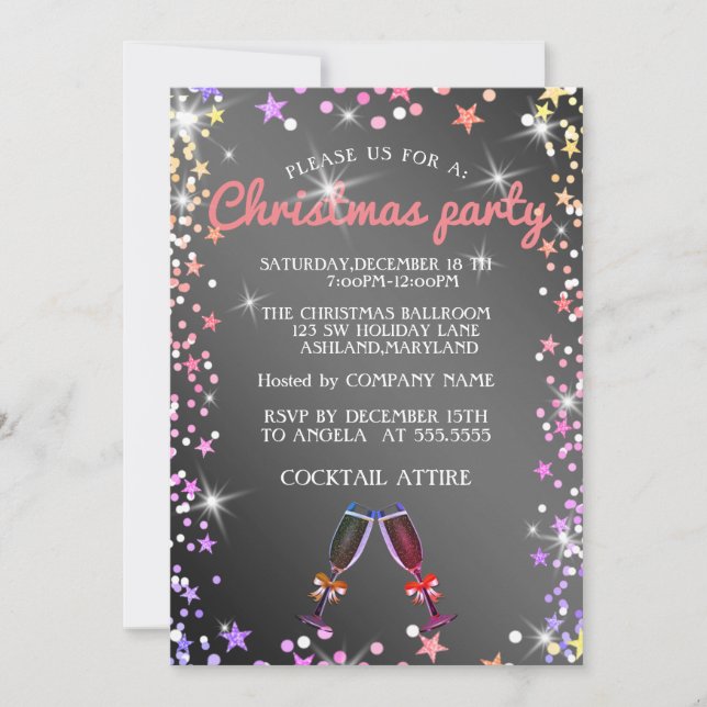 Perfect, Elegant, Sparkly Silver Christmas Invitat Invitation (Front)